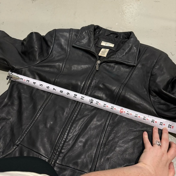 Women’s Covington Brand Vintage Black Real Leather Zip Up Jacket Size L 14-16 - Picture 12 of 16